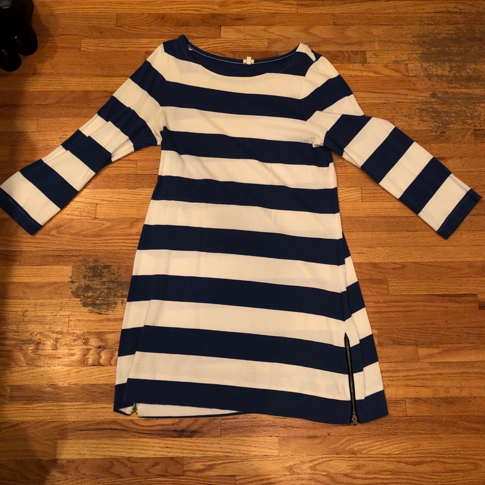 Jcrew blue and white striped dress
